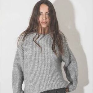 Anine Bing Gray Crew Neck Sydney Sweater